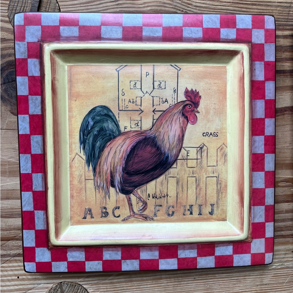 Rooster/Hen Farmhouse Plate